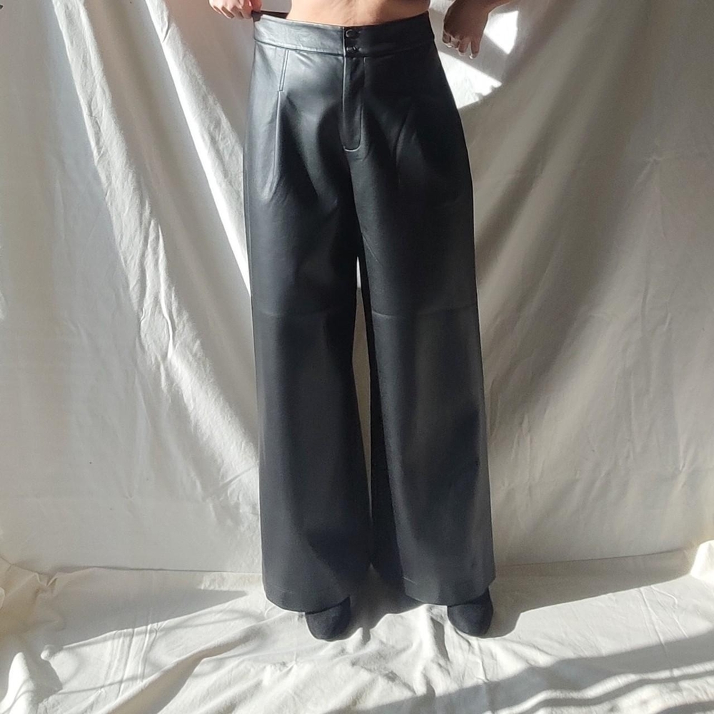 NWT French Connection Wide Leg Leather Trousers (Tall)